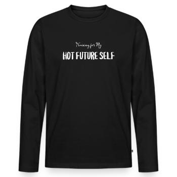 Gym Motivation Quote - Future Self - Men's Premium Organic Long Sleeve Shirt - black - Front - Nico (187cm)