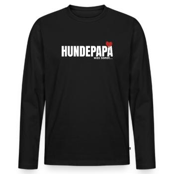 HundePapa Herzmotiv - Männer Premium Bio Langarmshirt - Schwarz - Vorne - Nico (187cm)
