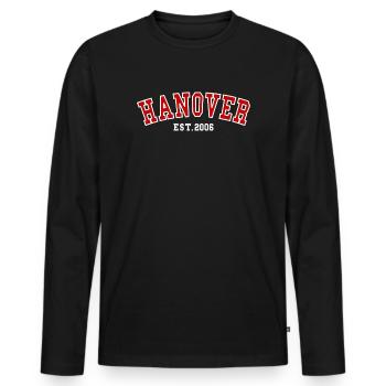 Hannover Gründung 2006 - Männer Premium Bio Langarmshirt - Schwarz - Vorne - Nico (187cm)