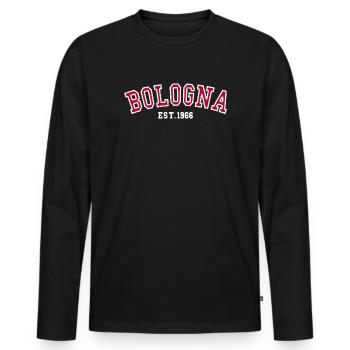 Bologne fondée en 1966 - T-shirt manches longues Premium bio Homme - noir - Devant - Nico (187cm)