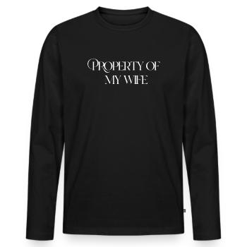 Propriété de ma femme - T-shirt manches longues Premium bio Homme - noir - Devant - Nico (187cm)