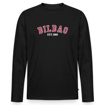 Bilbao Est. 1986 - Men's Premium Organic Long Sleeve Shirt - black - Front - Nico (187cm)