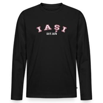 Iași Fondée en 1976 - T-shirt manches longues Premium bio Homme - noir - Devant - Nico (187cm)