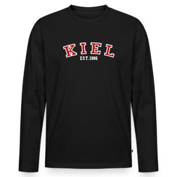 Kiel Fondé en 1986 - T-shirt manches longues Premium bio Homme - noir - Devant - Nico (187cm)