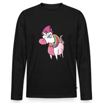 Licorne folle - T-shirt manches longues Premium bio Homme - noir - Devant - Nico (187cm)