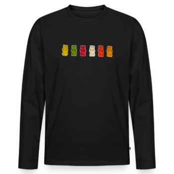 Gummibären - Männer Premium Bio Langarmshirt - Schwarz - Vorne - Nico (187cm)