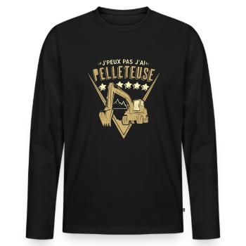 Pelleteuse Conducteur Engin Excavateur Excavatrice - T-shirt manches longues Premium bio Homme - noir - Devant - Nico (187cm)