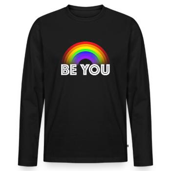 Be You, Pride Tolerance Gay Rainbow - Men's Premium Organic Long Sleeve Shirt - black - Front - Nico (187cm)