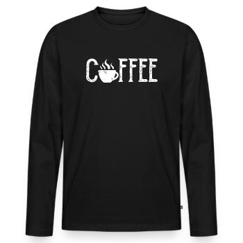 Café Café Café Love Gastro Bar Bistro Symbole - T-shirt manches longues Premium bio Homme - noir - Devant - Nico (187cm)