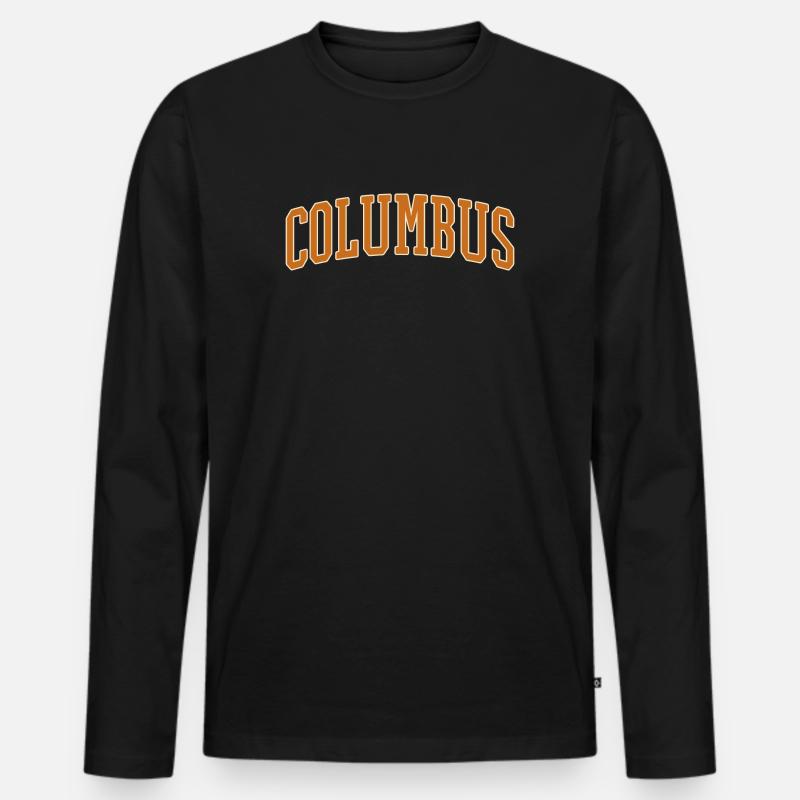 Columbus Varsity Arch - Männer Premium Bio Langarmshirt - Schwarz