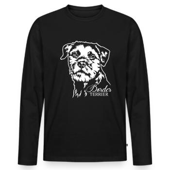 BORDER TERRIER Hundeportrait Hund Hunde Wilsigns - Männer Premium Bio Langarmshirt - Schwarz - Vorne - Nico (187cm)