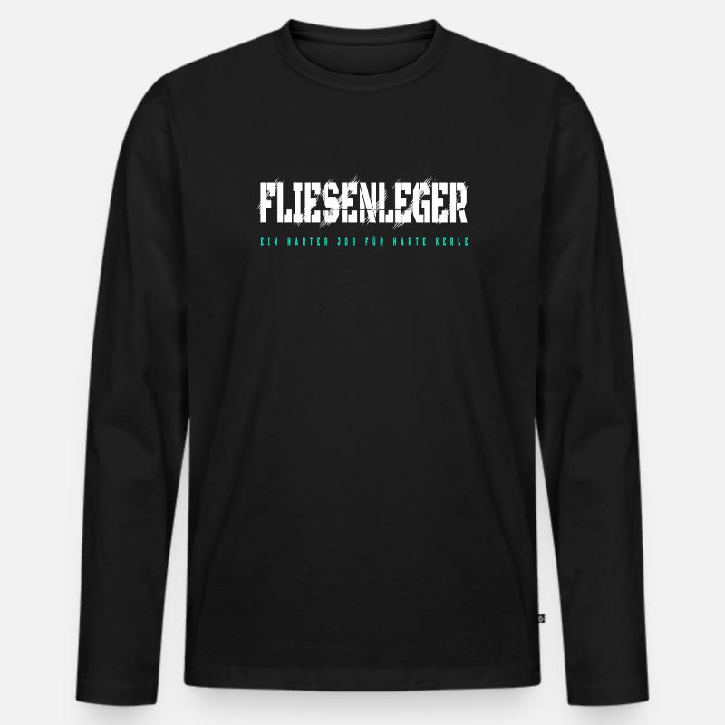 Fliesenleger Design - Männer Premium Bio Langarmshirt - Schwarz