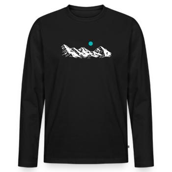 Schneegipfel Horizon Bergsilhouette - Männer Premium Bio Langarmshirt - Schwarz - Vorne - Nico (187cm)