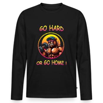 lustig go hard Bodybuilder Gym Kraftsportler Sport - Männer Premium Bio Langarmshirt - Schwarz - Vorne - Nico (187cm)
