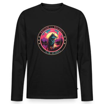 Murmures sauvages - l’âme écoute, motif néon - T-shirt manches longues Premium bio Homme - noir - Devant - Nico (187cm)