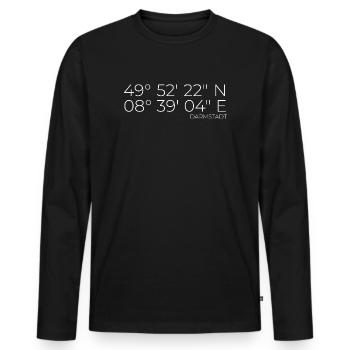 Koordinaten Darmstadt - Männer Premium Bio Langarmshirt - Schwarz - Vorne - Nico (187cm)