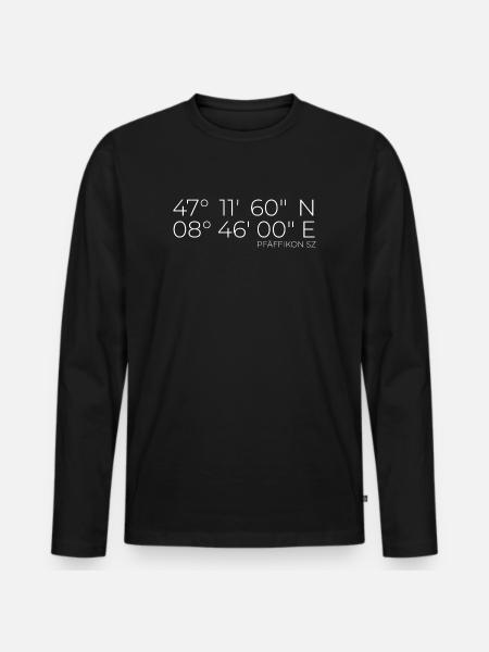 Coordonnées Pfäffikon SZ Zurich - T-shirt manches longues Premium bio Homme - noir