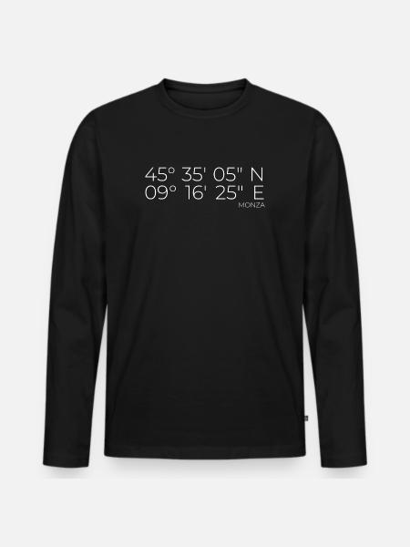 Coordinates: Monza, Italy - Men's Premium Organic Long Sleeve Shirt - black