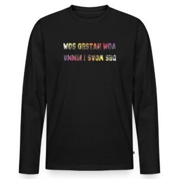 wos gestan war des woas i nimma, lustiger Spruch - Männer Premium Bio Langarmshirt - Schwarz - Vorne - Nico (187cm)