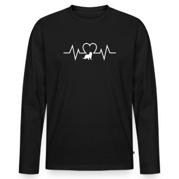 Sea Otter Cartoon Heartbeat - Men's Premium Organic Long Sleeve Shirt - black - Front - Nico (187cm)