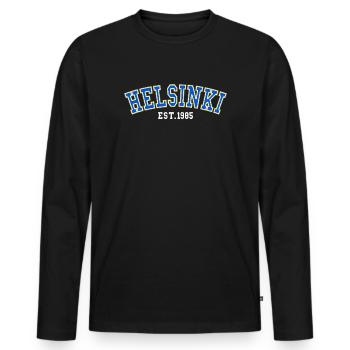 Helsinki Est.1985 - Men's Premium Organic Long Sleeve Shirt - black - Front - Nico (187cm)