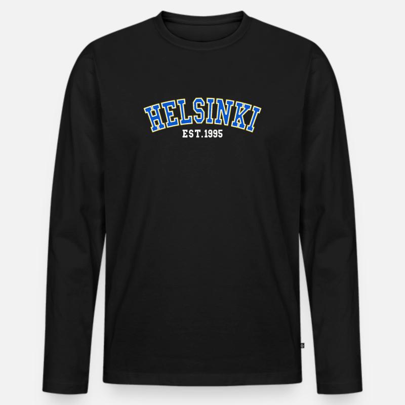Helsinki, gegründet 1995 - Männer Premium Bio Langarmshirt - Schwarz