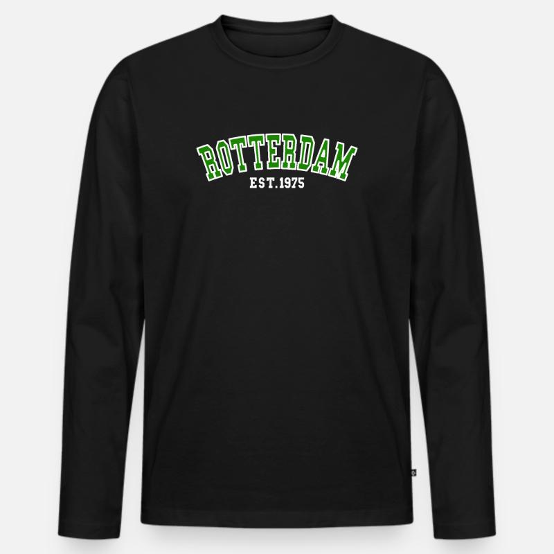 Rotterdam Est.1975 - Männer Premium Bio Langarmshirt - Schwarz