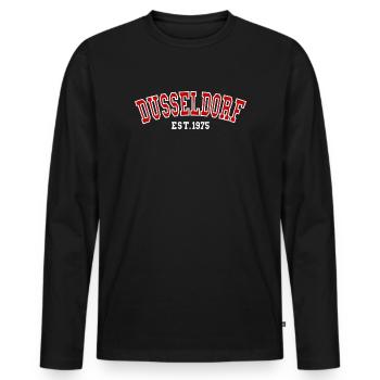 Dusseldorf Est. 1975 - Men's Premium Organic Long Sleeve Shirt - black - Front - Nico (187cm)