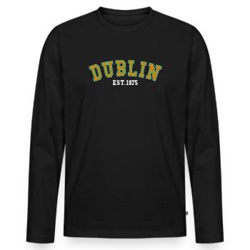 Cité de Dublin 1975 - T-shirt manches longues Premium bio Homme - noir - Devant - Nico (187cm)