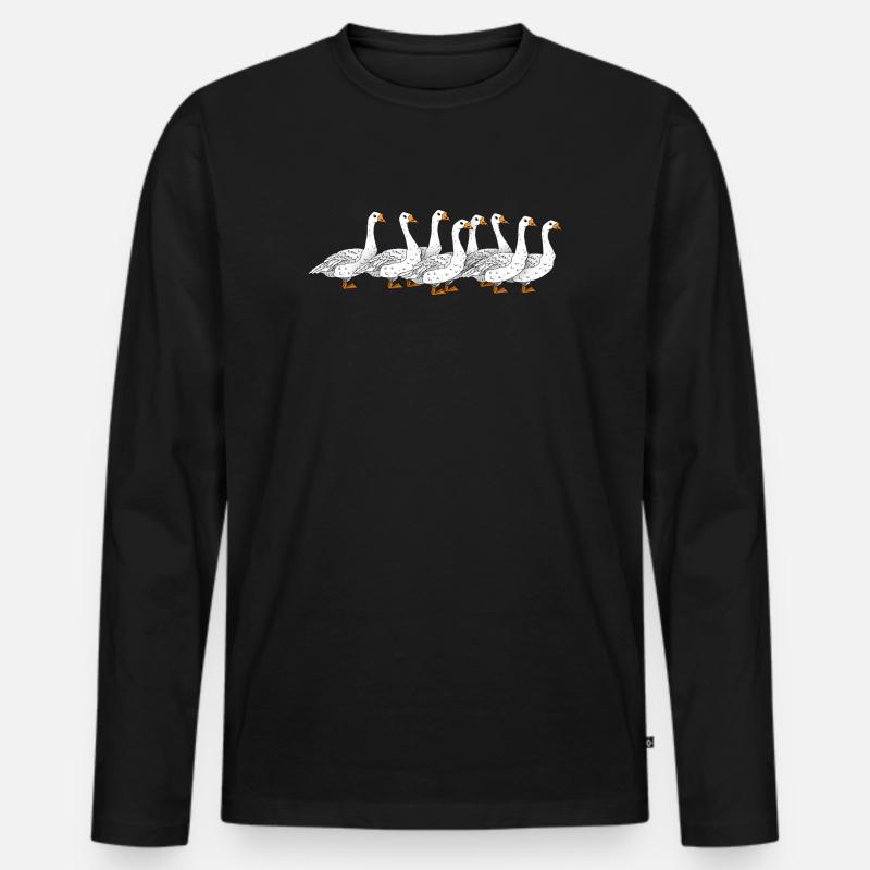 Gänse - Männer Premium Bio Langarmshirt - Schwarz