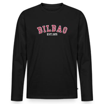 Bilbao Est. 1975 - Men's Premium Organic Long Sleeve Shirt - black - Front - Nico (187cm)
