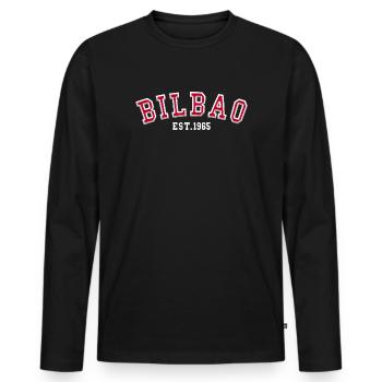 Bilbao Gegründet 1965 - Männer Premium Bio Langarmshirt - Schwarz - Vorne - Nico (187cm)