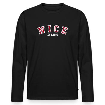 Nice Est. 1995 - Men's Premium Organic Long Sleeve Shirt - black - Front - Nico (187cm)