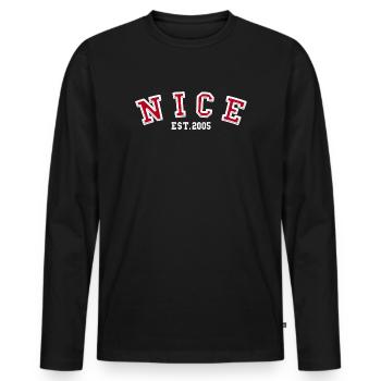 Nice Est. 2005 - Men's Premium Organic Long Sleeve Shirt - black - Front - Nico (187cm)