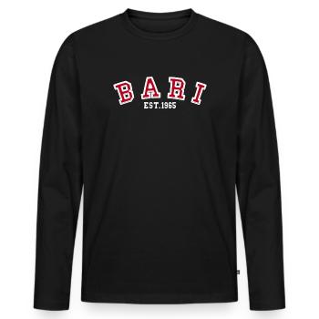 Bari Gründung 1965 - Männer Premium Bio Langarmshirt - Schwarz - Vorne - Nico (187cm)