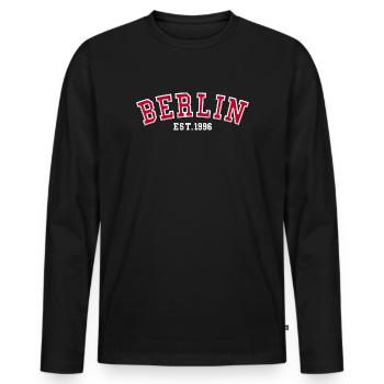 Berlin, gegründet 1996 - Männer Premium Bio Langarmshirt - Schwarz - Vorne - Nico (187cm)