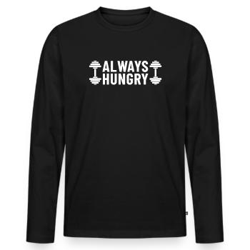 Always Hungry Hanteln - Männer Premium Bio Langarmshirt - Schwarz - Vorne - Nico (187cm)