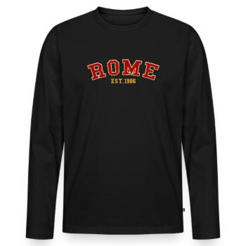Rom gegründet 1986 - Männer Premium Bio Langarmshirt - Schwarz - Vorne - Nico (187cm)