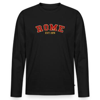 Rom gegründet 1976 - Männer Premium Bio Langarmshirt - Schwarz - Vorne - Nico (187cm)