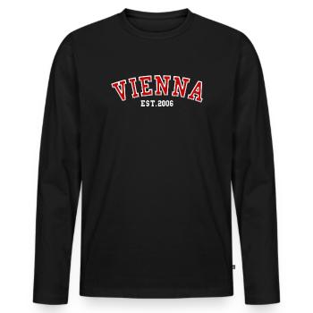 Fondée de Vienne en 2006 - T-shirt manches longues Premium bio Homme - noir - Devant - Nico (187cm)
