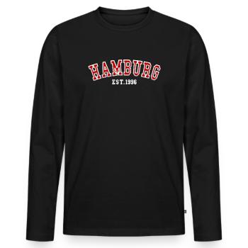 Hambourg Fondé en 1996 - T-shirt manches longues Premium bio Homme - noir - Devant - Nico (187cm)