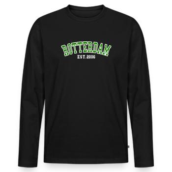 Rotterdam Est. 2006 - Men's Premium Organic Long Sleeve Shirt - black - Front - Nico (187cm)