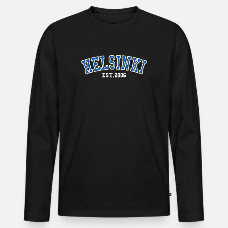 Helsinki Est. 2006 - Männer Premium Bio Langarmshirt - Schwarz