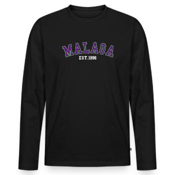 Malaga gegründet 1996 - Männer Premium Bio Langarmshirt - Schwarz - Vorne - Nico (187cm)
