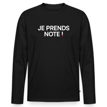 Ich nehme das Humor-Meeting-Büro zur Kenntnis - Männer Premium Bio Langarmshirt - Schwarz - Vorne - Nico (187cm)
