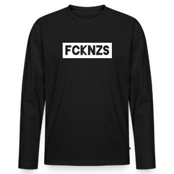 FCK NZS - Männer Premium Bio Langarmshirt - Schwarz - Vorne - Nico (187cm)