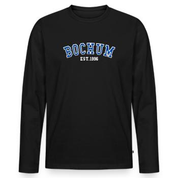 Bochum Est. 1996 - Men's Premium Organic Long Sleeve Shirt - black - Front - Nico (187cm)