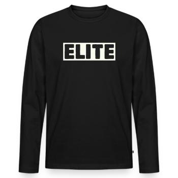 Elite Schriftzug Shirt - Männer Premium Bio Langarmshirt - Schwarz - Vorne - Nico (187cm)