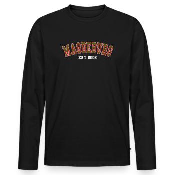 Magdebourg Fondée en 2006 - T-shirt manches longues Premium bio Homme - noir - Devant - Nico (187cm)