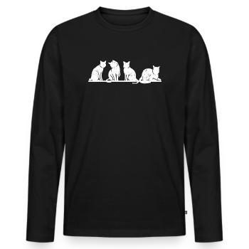 Cat silhouette - Men's Premium Organic Long Sleeve Shirt - black - Front - Nico (187cm)